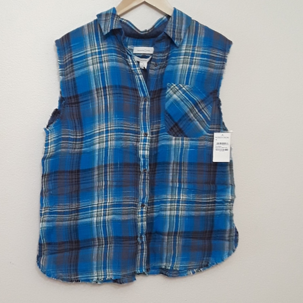 Treasure & bond  boyfriend plaid tank